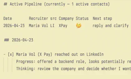 Active Pipeline after new contact